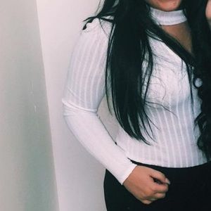 White long sleeve cutout H&M top